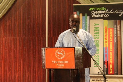 Helon Habila speaking at the closing ceremony for the Fidelity Creative Writing Workshop, Abuja, 22 July 2010 (c) Carmen McCain
