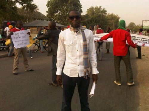 Gimba Kakanda during the Fuel Subsidy Protests (used by permission of Gimba Kakanda)