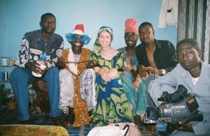 On set of Ibro Ya Auri Baturiya. Left to right. Director Muhammad Y. Muhammad, Baba Ari, me, Dan Auta, Producer Lawal D. Funtua.