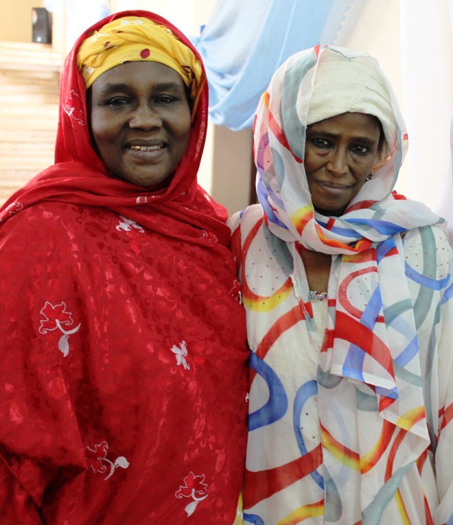 Hausa novelists Balaraba Ramat Yakubu and Hafsat Abdulwaheed at an event celebrating the work of literary critic Ibrahim Malumfashi, Kaduna, December 2012 (c) Carmen McCain